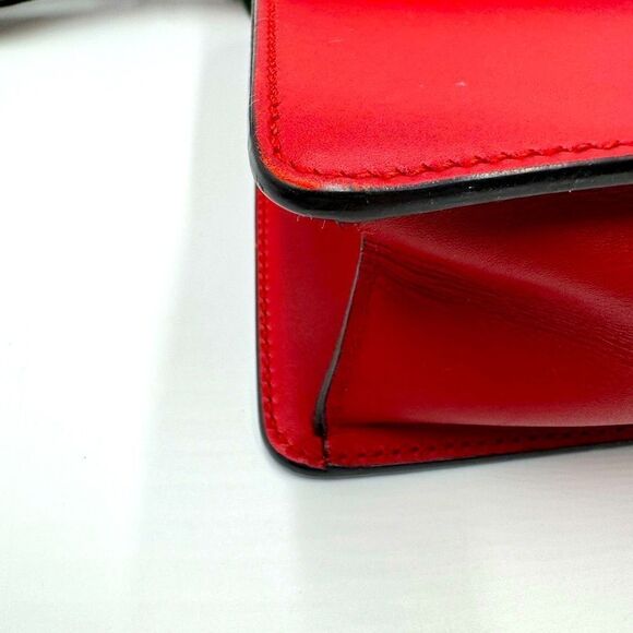 Auth Gucci Red Leather Sylvie Shoulder Bag Grosgrain Ribbon Ex+ Preloved Purse - Picture 10 of 16